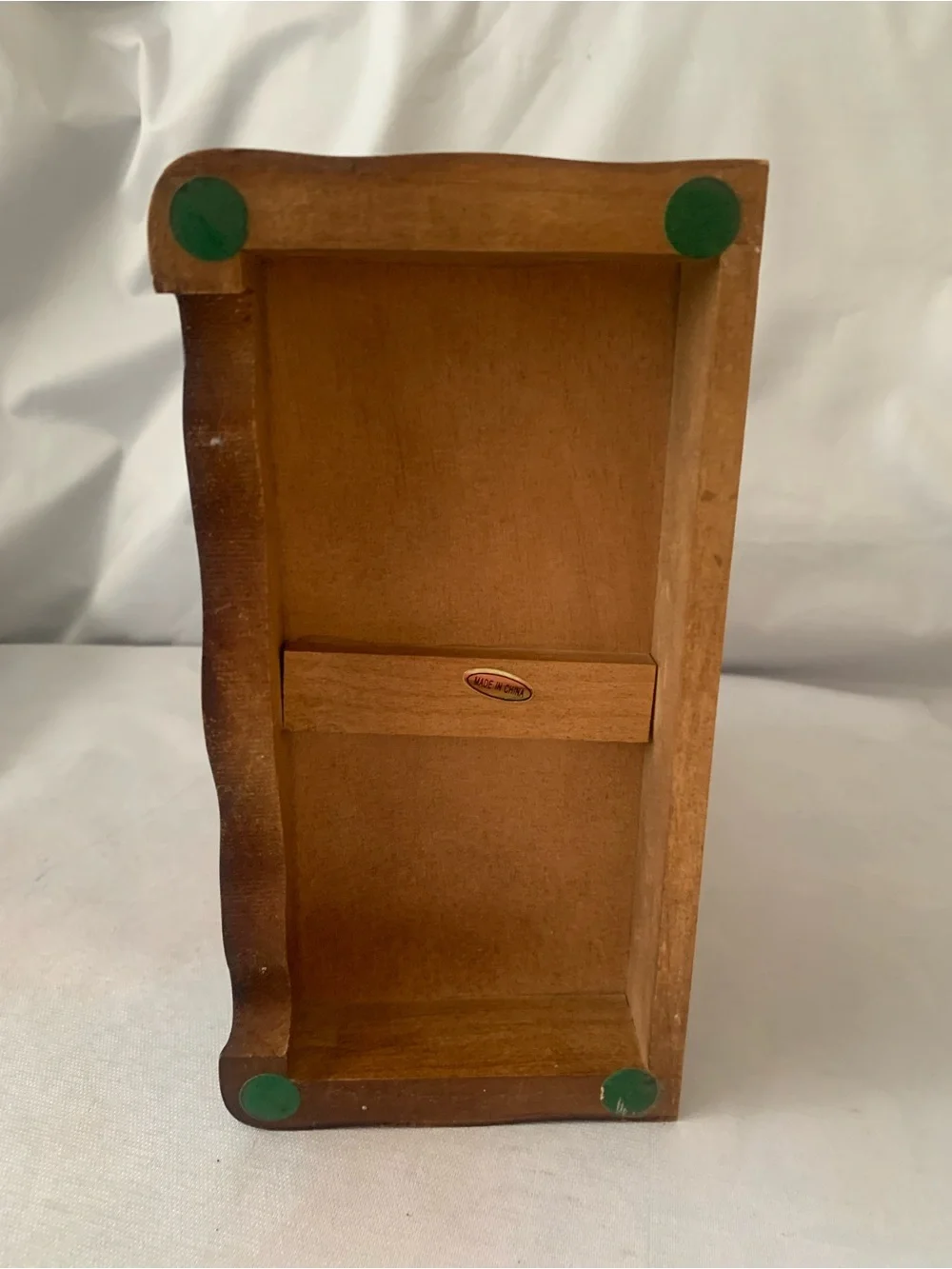 Vintage Mahogany Jewelry Box Rotating Necklace Holder 4 Heart Drawers Mirror